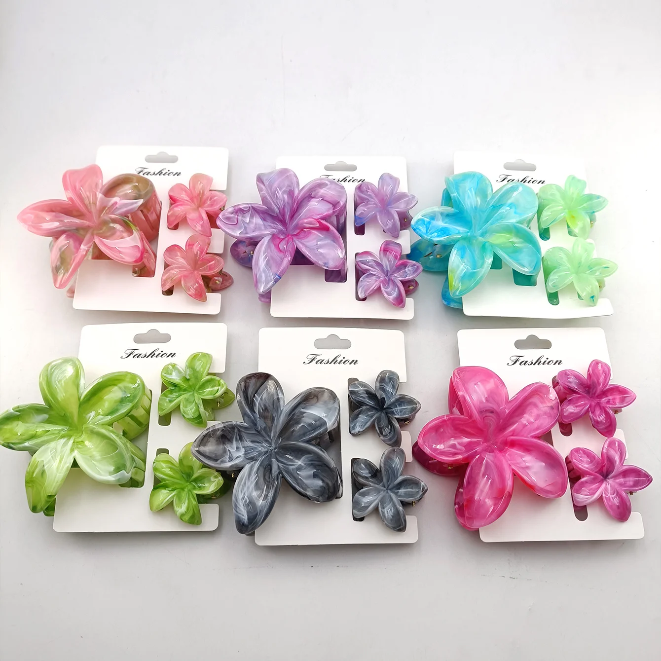 3/6/9/12 Stück Hawaiianische Haarspangen mit Farbverlauf und Blumenmuster für Damen und Mädchen, modische, rutschfeste Haarspangen aus Kunststoff, Haar-Accessoires – Detail 8