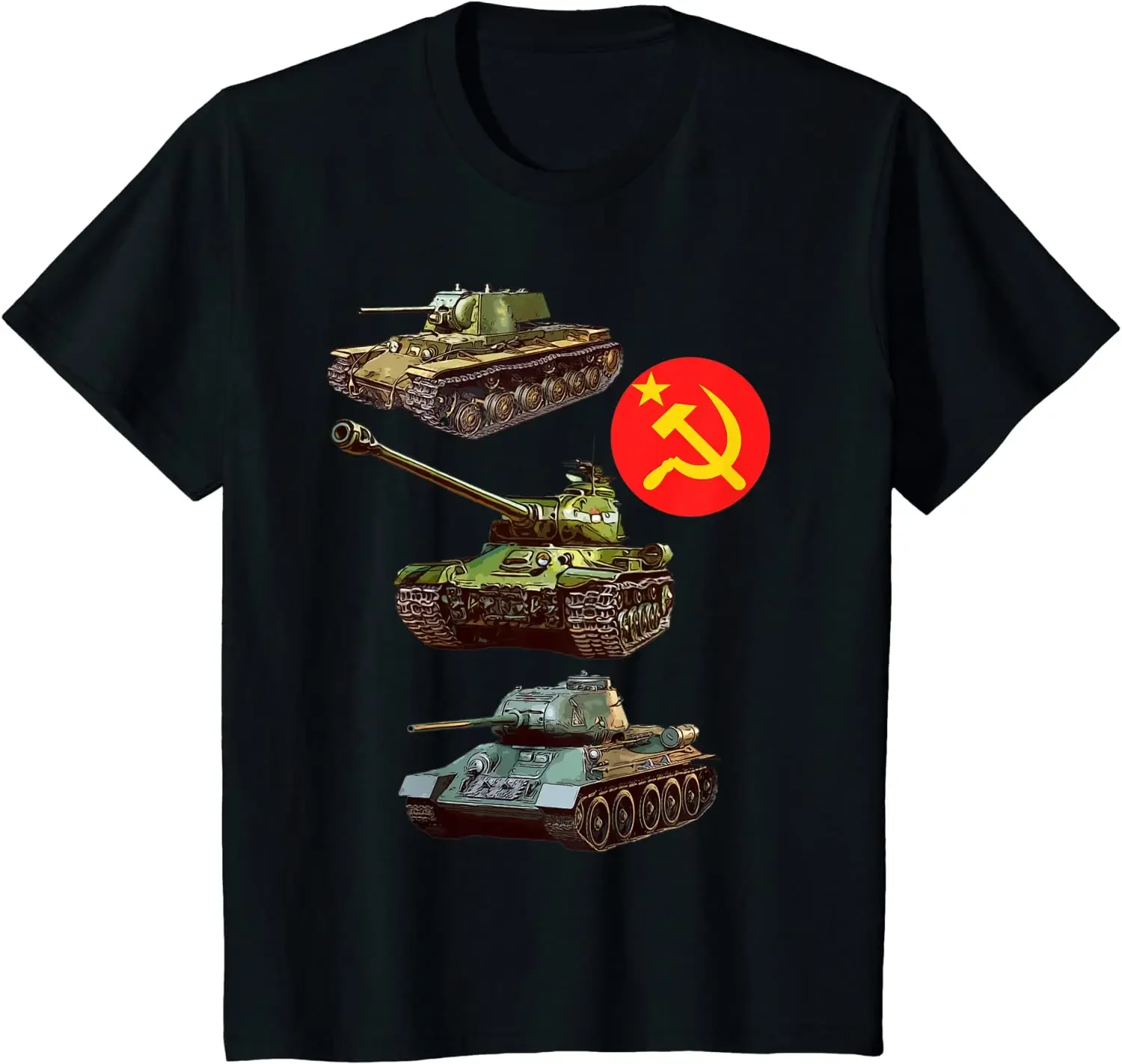 WWII Soviet Red Army Armored IS-2 KV-1 T-34 Tanks T-Shirt 100% Cotton O-Neck Summer Short Sleeve Casual Mens T-shirt Size S-3XL