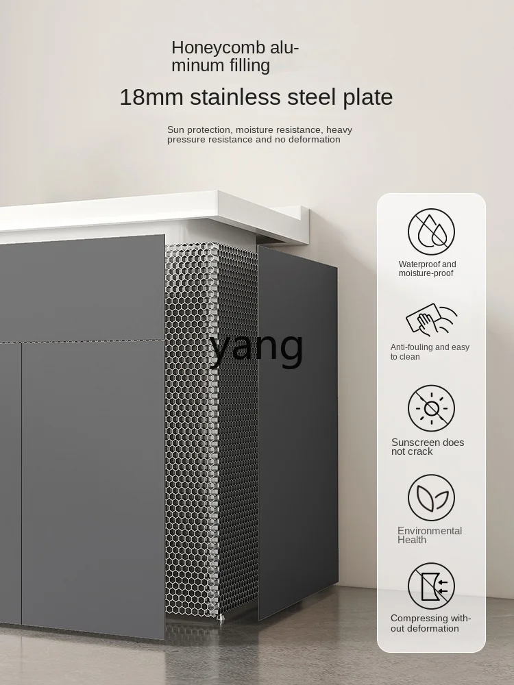 YJQ washing machine cabinet integrated balcony stainless steel custom laundry sink basin with rubbing board