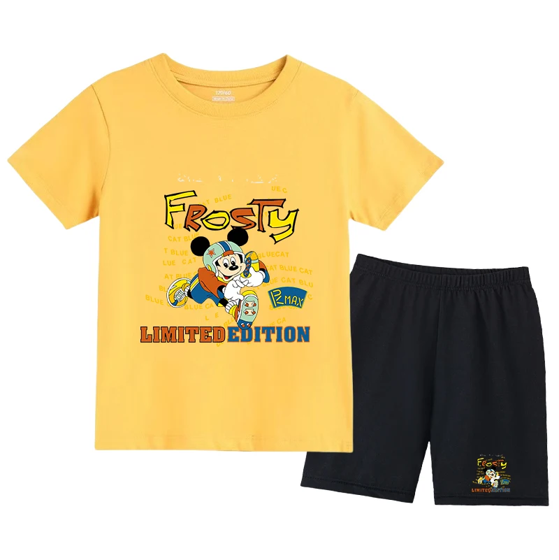 

Brand Designer Cartoon Clothing Mickey Mouse Baby Boy Summer Clothes T-shirt+shorts Baby Girl Casual Clothing Sets