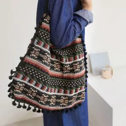 New Vintage Bohemian Fringe Shoulder Bag Women Tassel Boho Hippie Gypsy Fringed Women's Handbags Open Bag Bags 2024