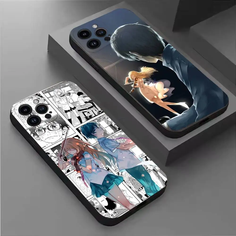

Anime Your L-Lie in A-April Phone Case For iPhone 16,15,14,13,12,11 Plus,Pro Max,XS,X,XR,SE,Mini,8,7,Soft Silicone Black Cover
