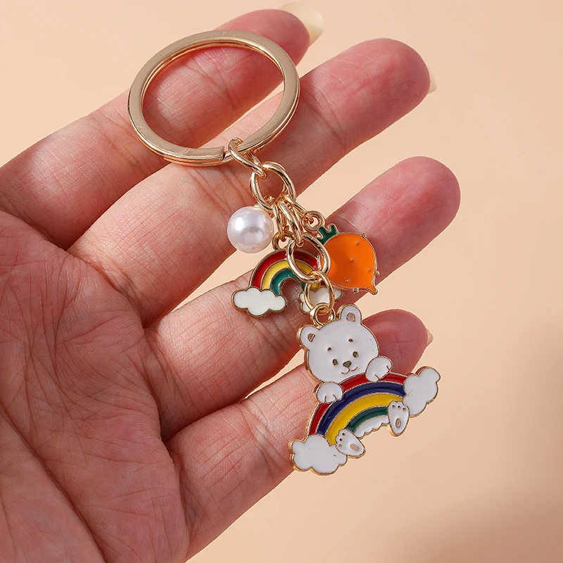Aihua neue niedliche Schlüssel bund Emaille Tier Frosch Hund Ente Kaninchen Schlüssel bund für Frauen Handtasche Anhänger Zubehör DIY Schmuck Geschenke – Detail 18