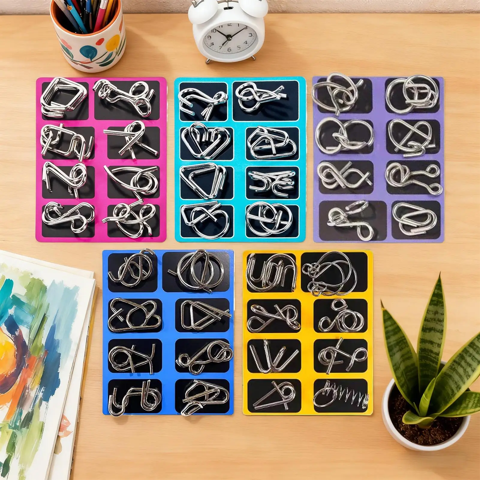 メタルブレインティーザーパズル、頭脳ゲーム、ブレインティーザーおもちゃ、解錠式インターロックゲーム、子供、ティーン、大人向け、チャレンジ、自宅、オフィス用