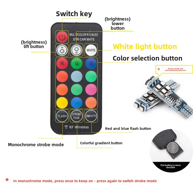 RGB 同期フラッシュカラフルな RF リモートコントロールカー T10 幅インジケータライト高輝度 Led 小型ライト修正されたランニングライト