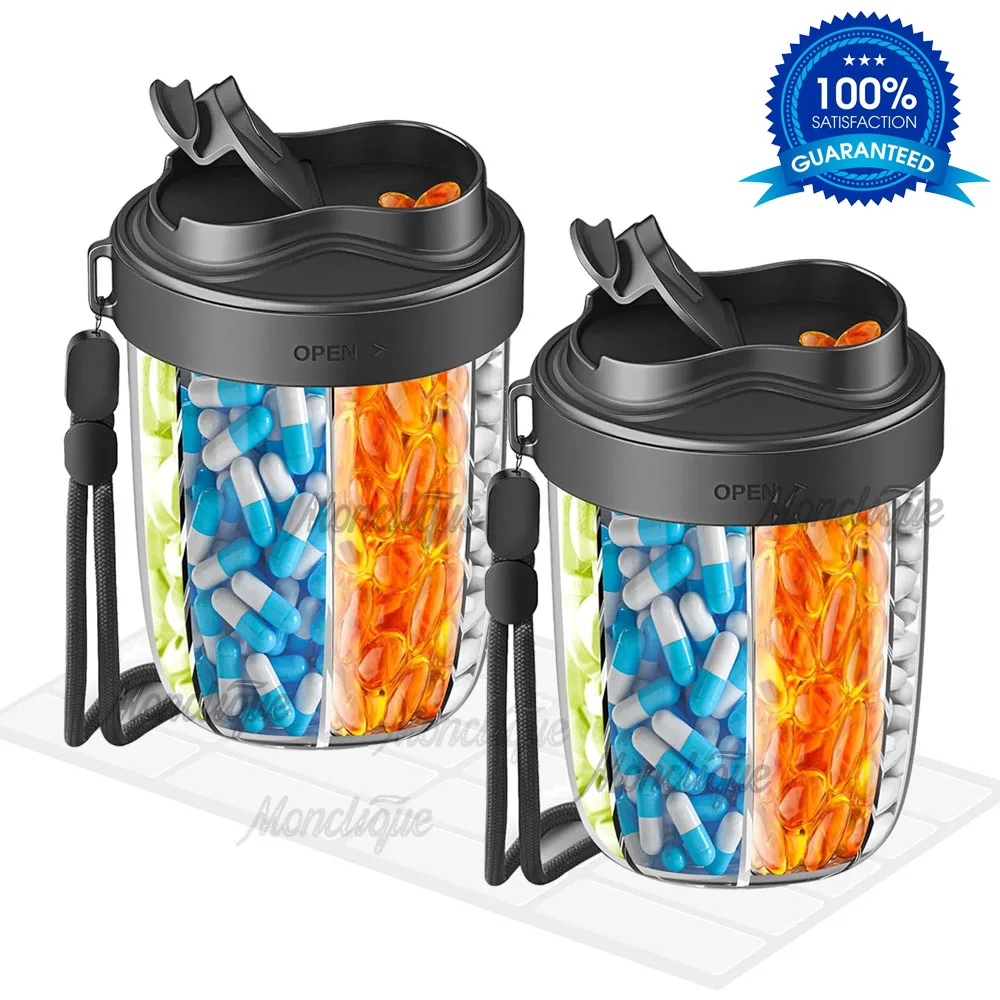 

2PCS Weekly Large Pill Organizer Portable Pill Bottle Dispenser For 7 Vitamins Medicine Fish Oils Storage Box Travel Pillboxs