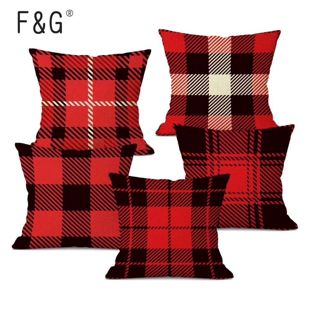 Contracted and Classic Plaid Throw Pillow Case Sofa Durable Cushion Cover for Home Decor