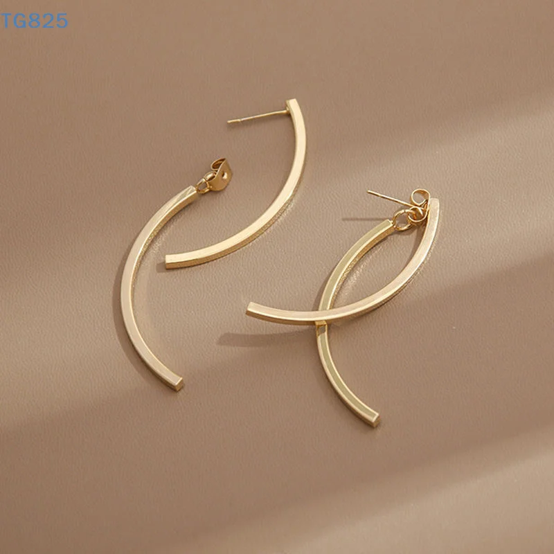 【AN】1Pair Korean Stylish Alloy Long Drop Earrings For Women Fashion Simple Hanging Dangle Earrings Jewelry Girls Christmas Gift