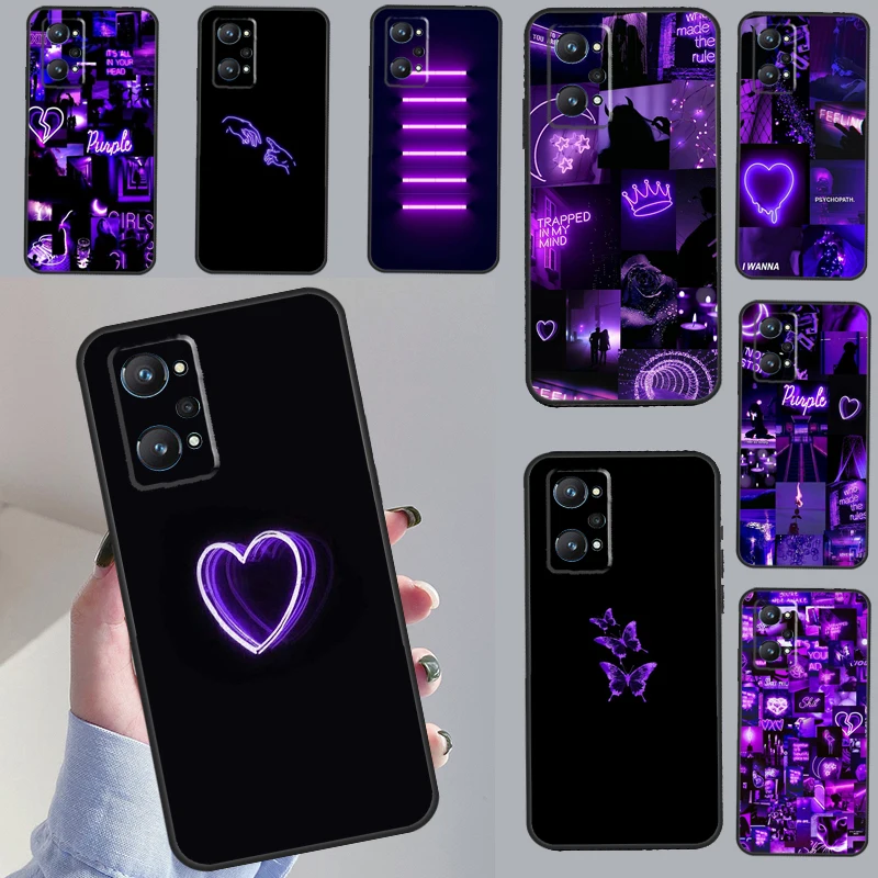 Purple Colour Neon Light For OPPO Realme C55 C35 C33 C31 C30 C25 C21Y C11 GT Neo 5 3T 2T Realme 10 9 11 Pro Plus Case