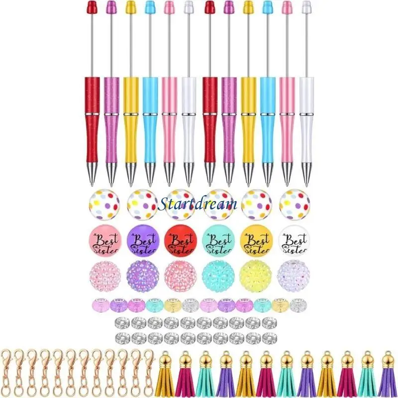 

86Pcs DIY Bead Ballpoint Pen Set, for Kid Adult Christmas Gift K92C