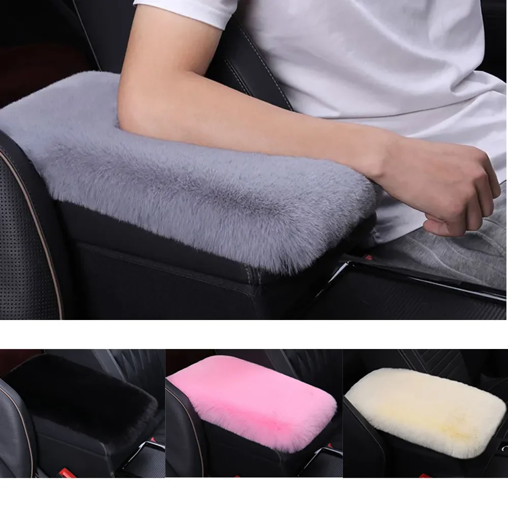 

1pc Plush Car Armrest Box Cushion Warm Center Console Arm Cover Pads Stowing Tidying Universal Automobile Interior Decoration