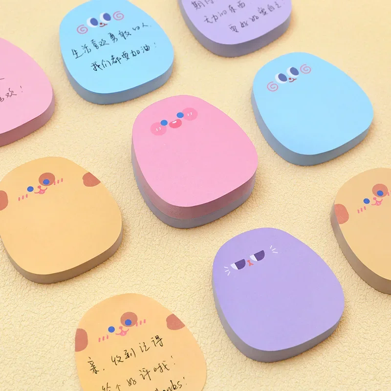 60 Sheets Kawaii Cartoon Memo Pad Cute Colored Emoticon Sticky Notes Perfect for Girls and Leaving Messages, Sticking Paper