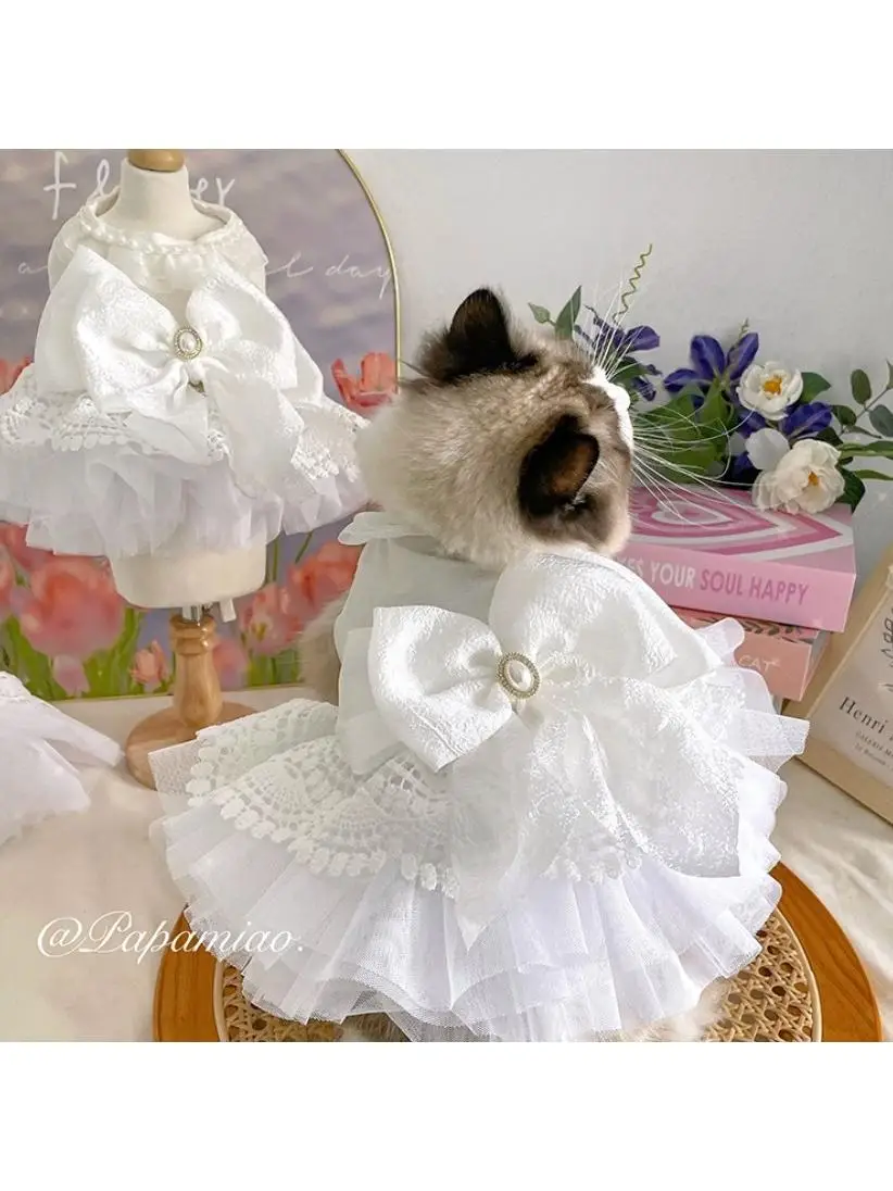 Robe de mariée princesse de luxe pour chat, jupe pour petits chiens, vêtements pour animaux de compagnie, Costume, fournitures pour chiots, jupe ropa para perros