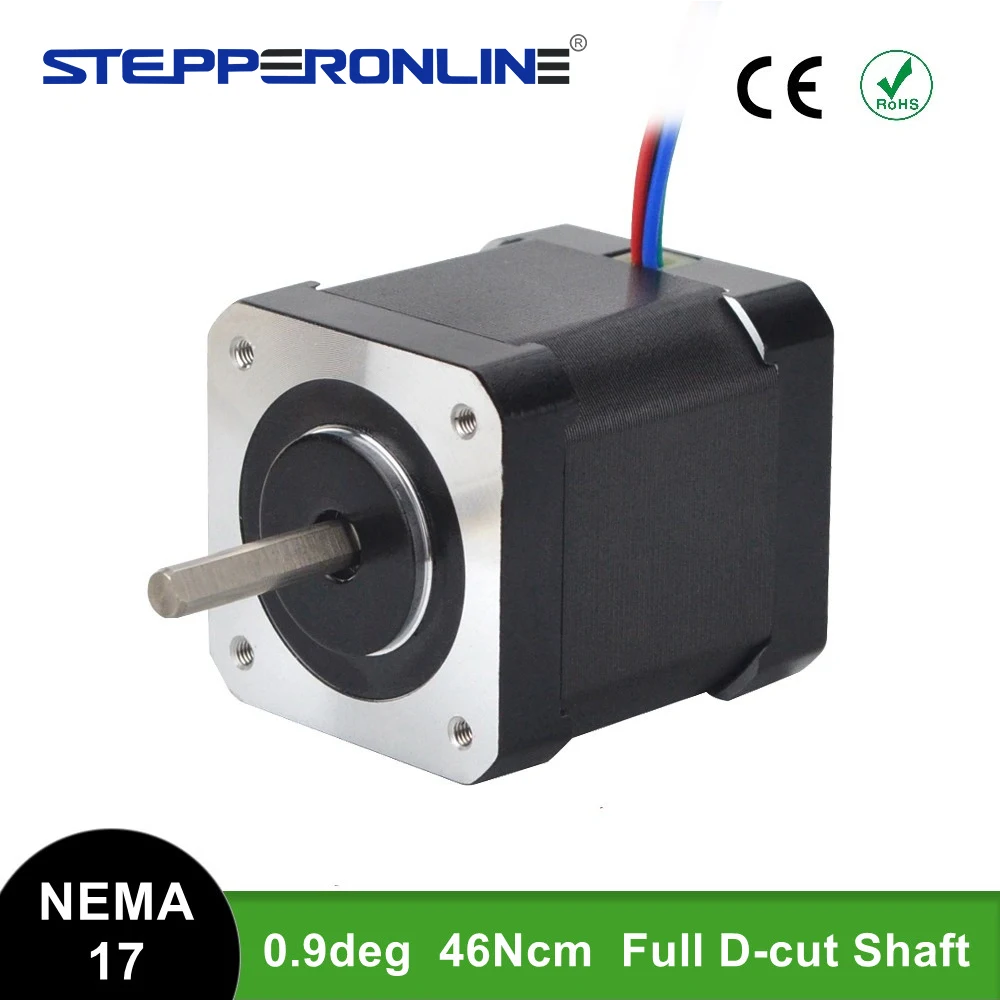 0.9deg Nema 17 Stepper Motor 2A 42x48mm 46Ncm Full D-cut Shaft 4-lead Nema17 Stepper for DIY 3D Printer CNC Robot