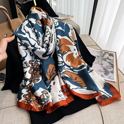 New Luxury Brand Summer Printing Silk Scarf Women Fashion Quality Soft Scarves Female Shawls Foulard Bandana Beach Cover-ups