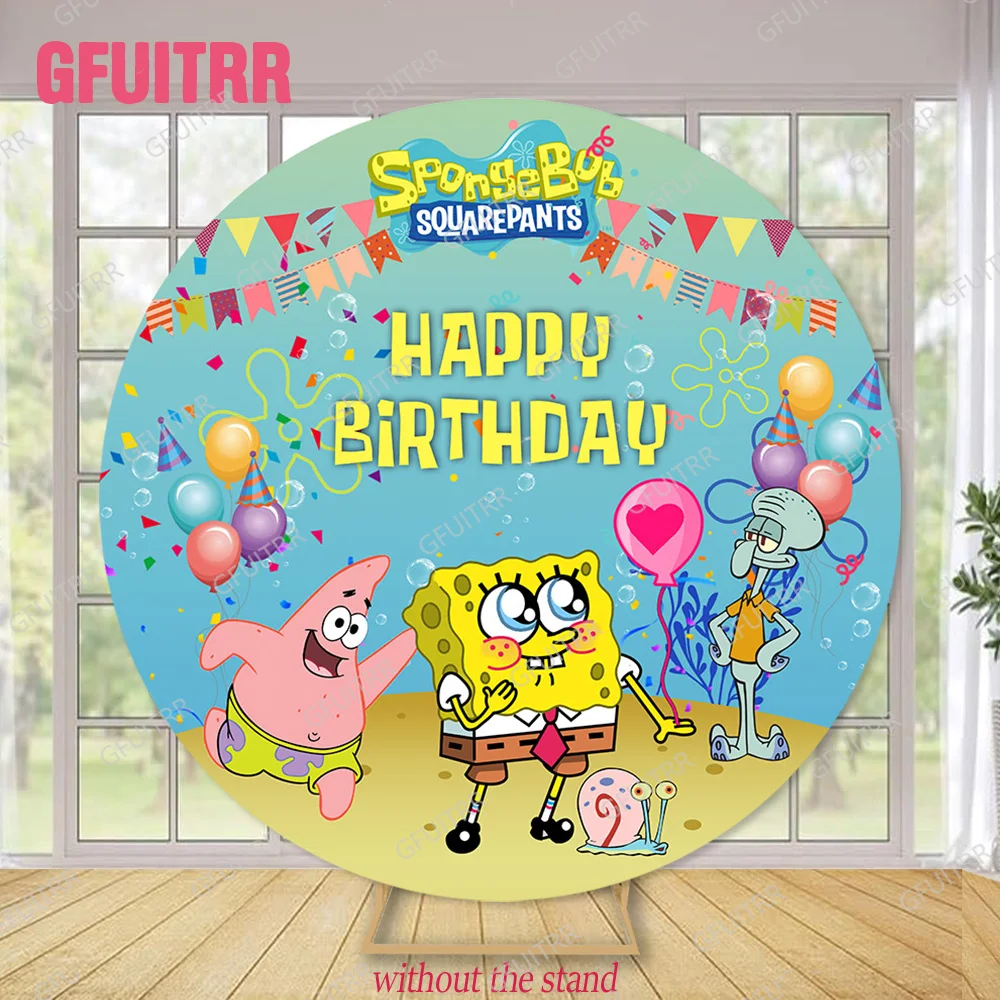 

The SpongeBob Round Backdrop Baby Shower Children Birthday Party Photo Cartoon Decoration Baby Shower Circle Studio Photo Props