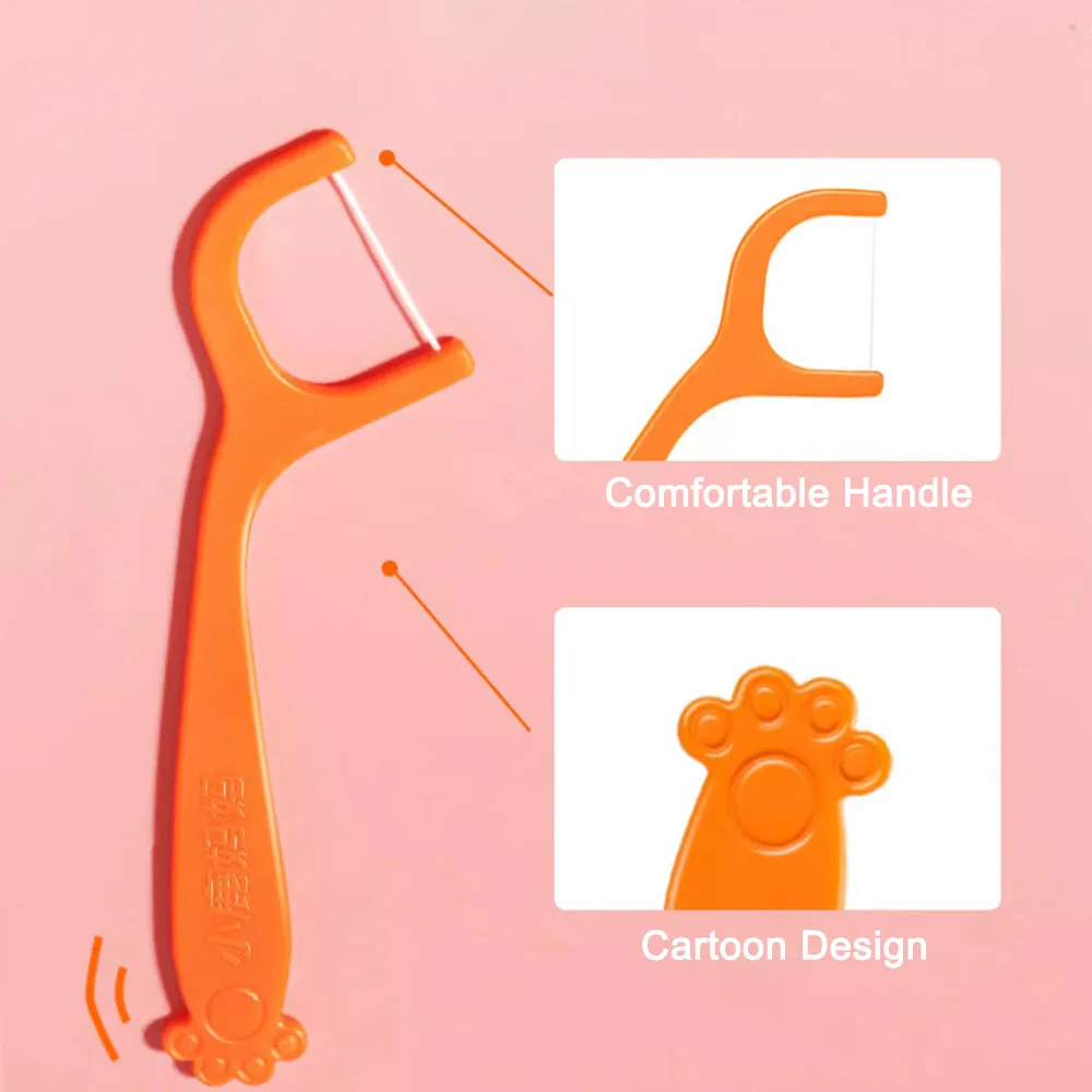 100 العصي الأطفال خيط تنظيف الأسنان برميل الخيط الملون للأطفال علاج دنت تنظيف الأسنان تقويم الأسنان بين الأسنان اختيار #5