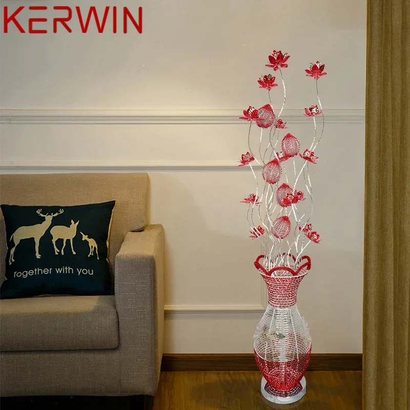 KERWIN Modern Floor Lamp Fashionable Iiving Room Bedroom Wedding Red Aluminum Wire LED Originality Decorative Standing Light