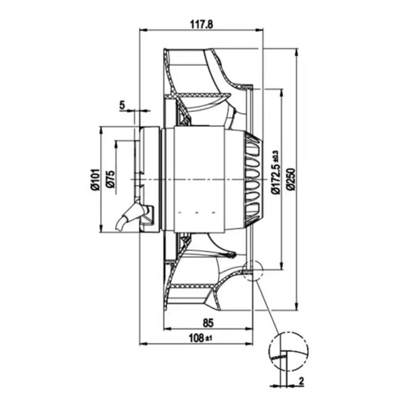 Original R2E250-RB06-27 230V Cooling fan ventilation