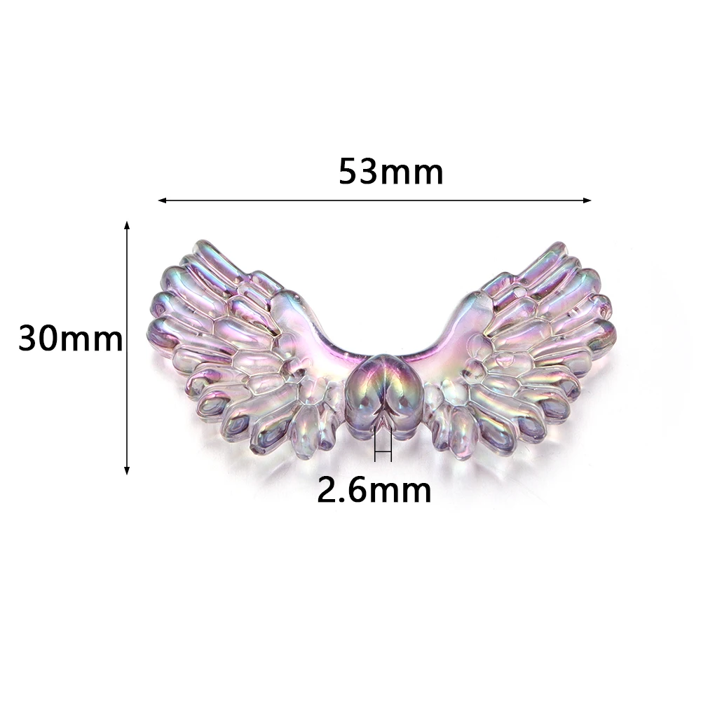 5pcs/lot Colorful Angel Wing Shaped Beads Loose Spacer Acrylic Beads For DIY Handmade Bracelet Earrings Keychains Accessories