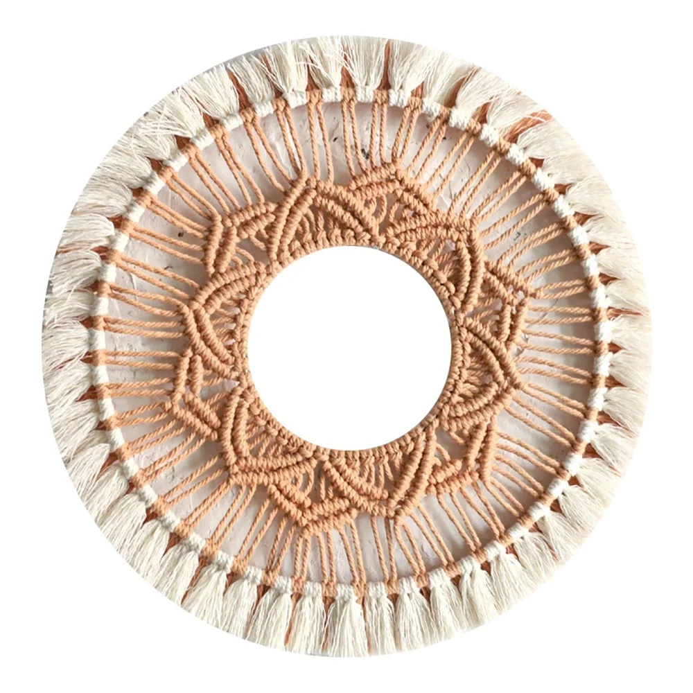 Boho Home Wall Decor Handmade Round Tapestry Bedroom Wall Hanging Pendants for Living Room Patchwork Macrame