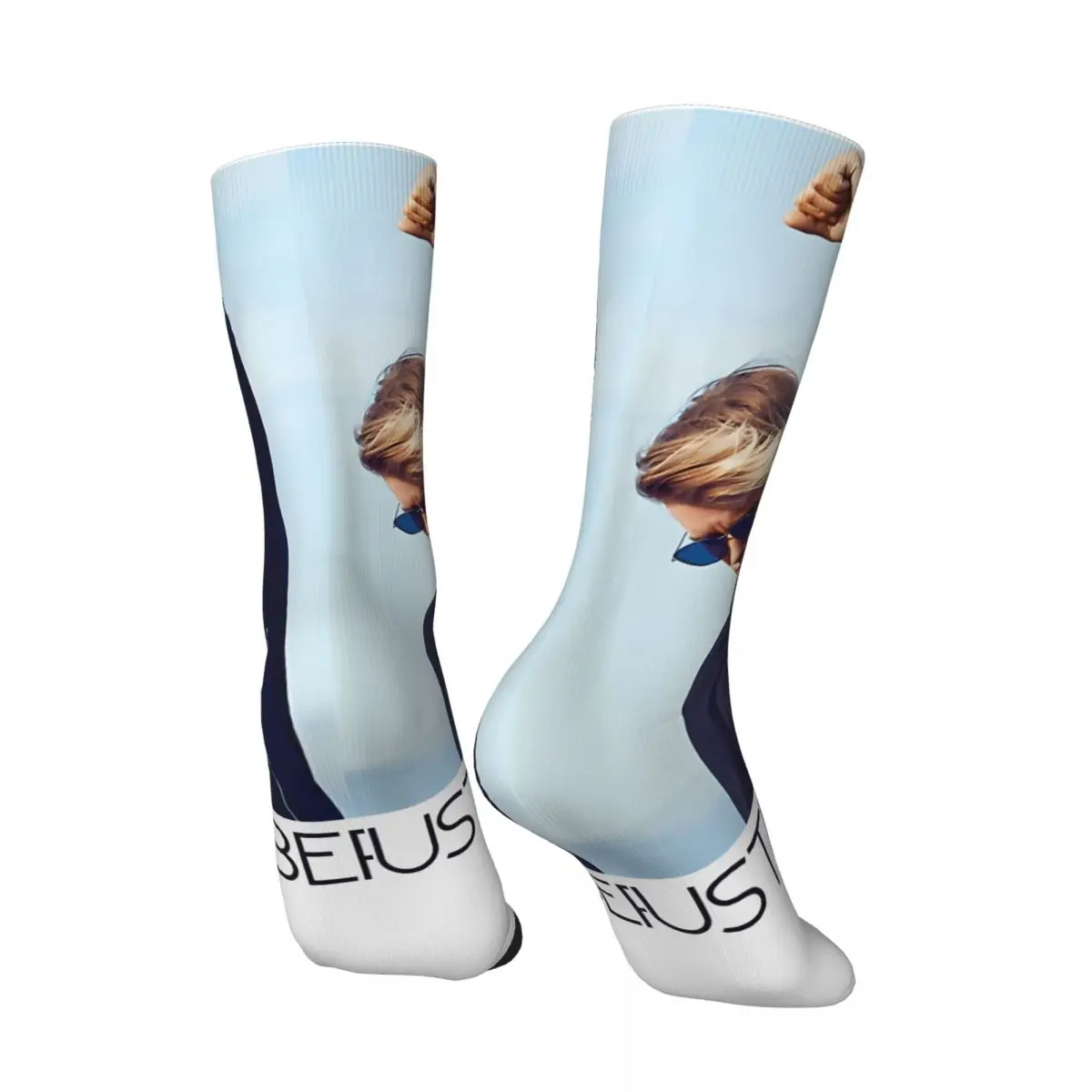 Crazy compression Justin Bieber Official Blue Shades Fist Sock for Men Harajuku Justin Bieber Quality Pattern Crew Sock Casual