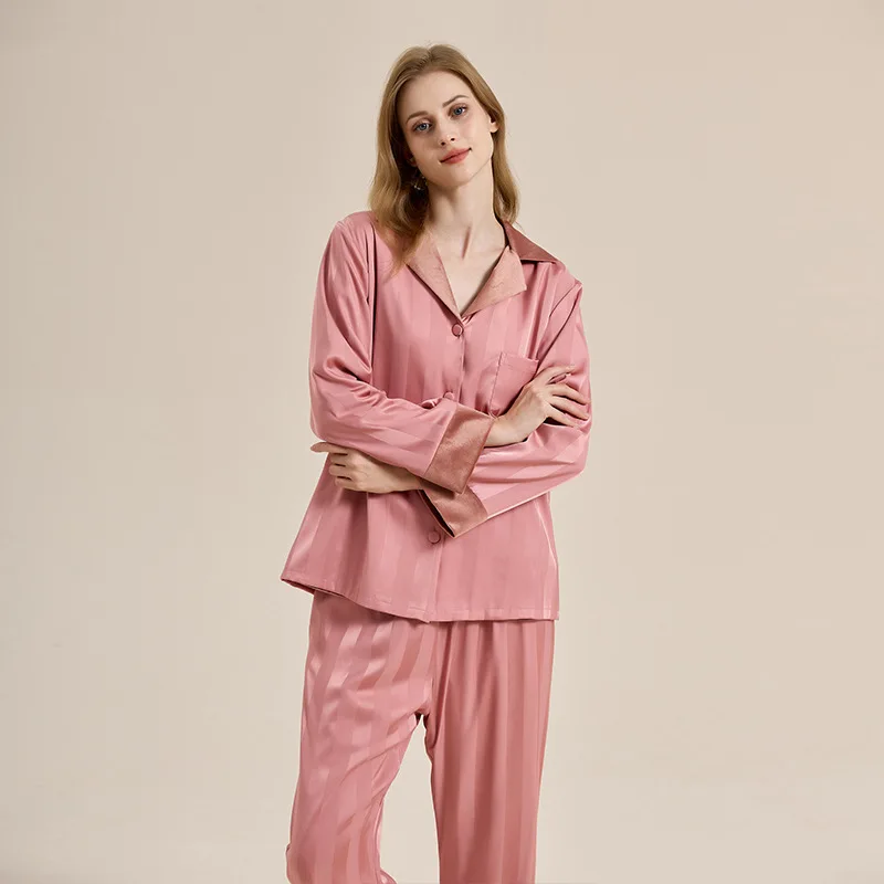 Double Sided Jacquard Pajamas Set Heavyweight Warm Long Sleeve Sleepwear for  Women Cozy Winter Loungewear Two Sided Pattern