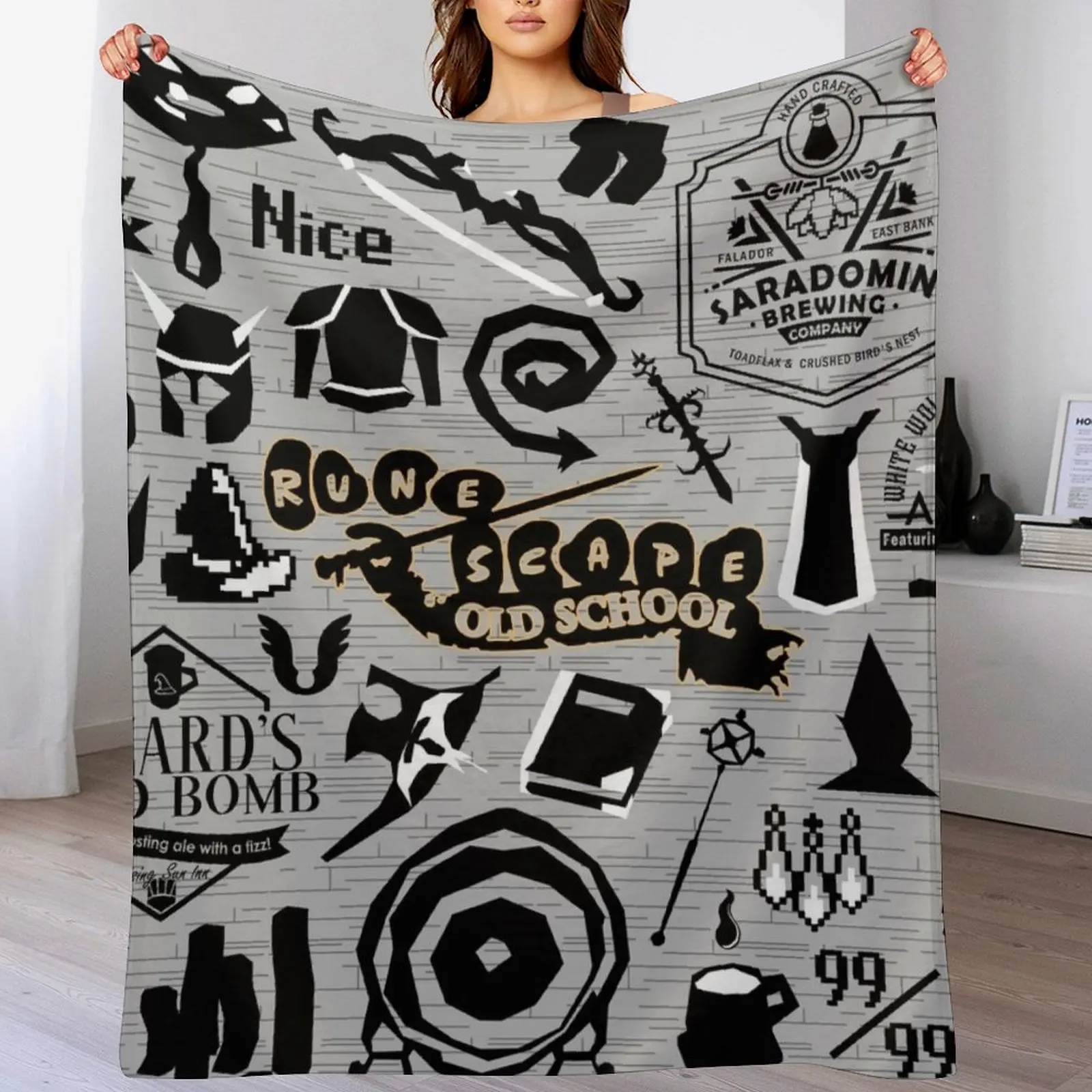 

Old School Iconic Silhouette Images Desk Mat OSRS Throw Blanket Giant Sofa Luxury Brand Hairys valentine gift ideas Blankets