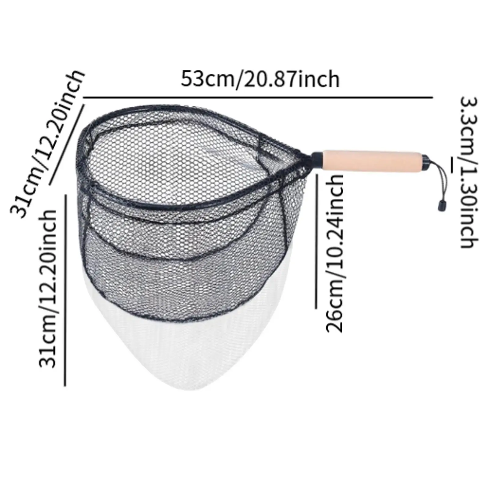 

Lightweight Fishing Net with Wooden Handle Portable Landing Net for Trout Bass Fishing Equipment Freshwater Use