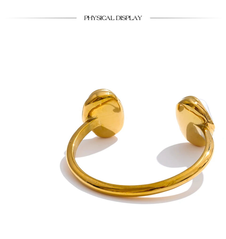 Yhpup 59mm Edelstahl Barock Simulierte Perlen Manschette Armband Armreif Anlauffeständig Gold Farbe Handgelenk Schmuck Neue – Detail 8