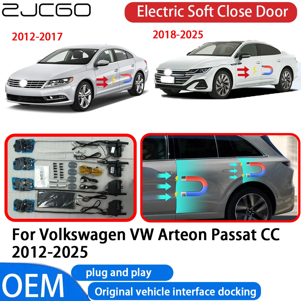 ZJCGO for Volkswagen VW Arteon Passat CC 2012-2025 Car Automatic Electric Soft Close Door Closer System OEM Plug and Play