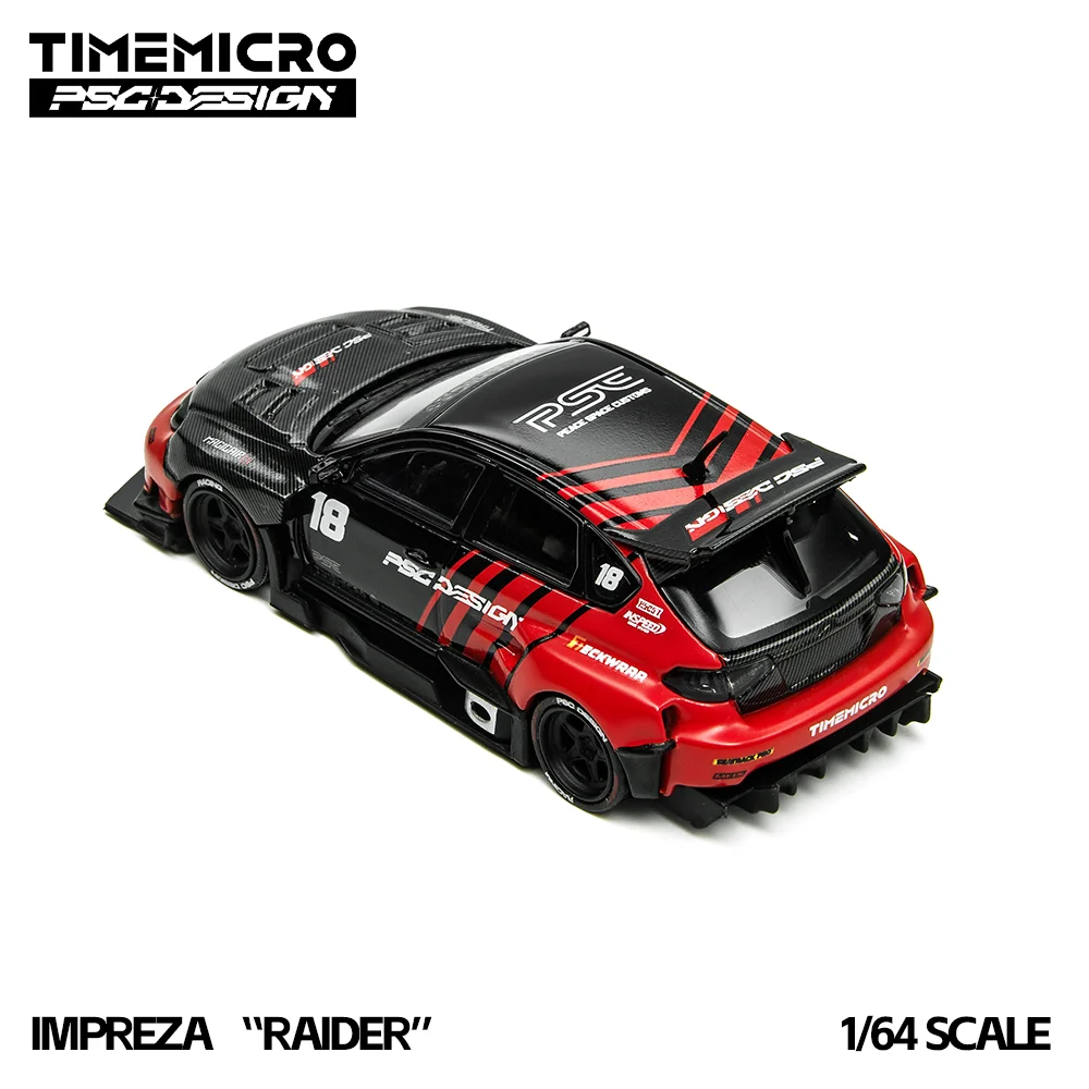 Pre-sale*TimeMicro 1:64 Impreza Raider Red&Black Diecast Car Model Simulation Alloy Vehicle For Hobby Collection Diorama Display view 2