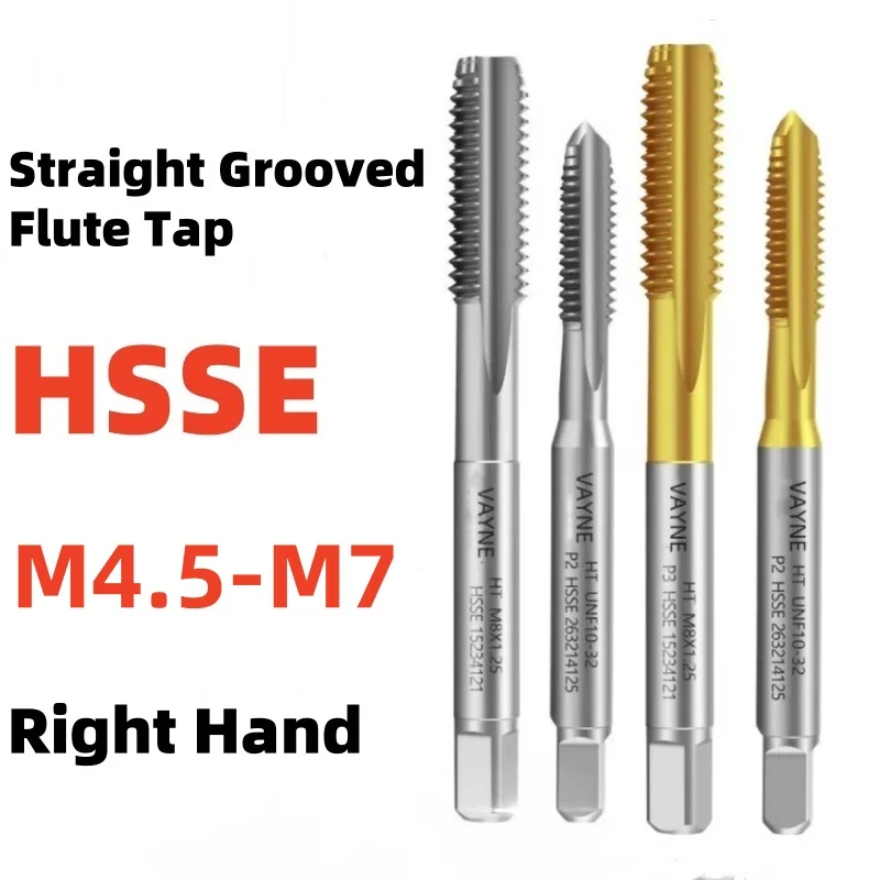 

1PCS HSSE Metric /Fine Straight Grooved Flute Tap TIN-Coating M4.5M5M5.5M6M6.5M7 Right Hand taps