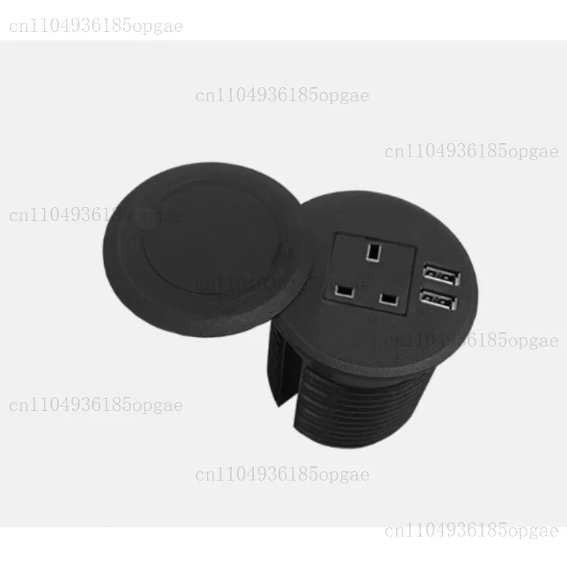 Multi-functional Three-hole USB Socket for Office Desk, Embedded Desktop Socket, Five-hole Round Socket