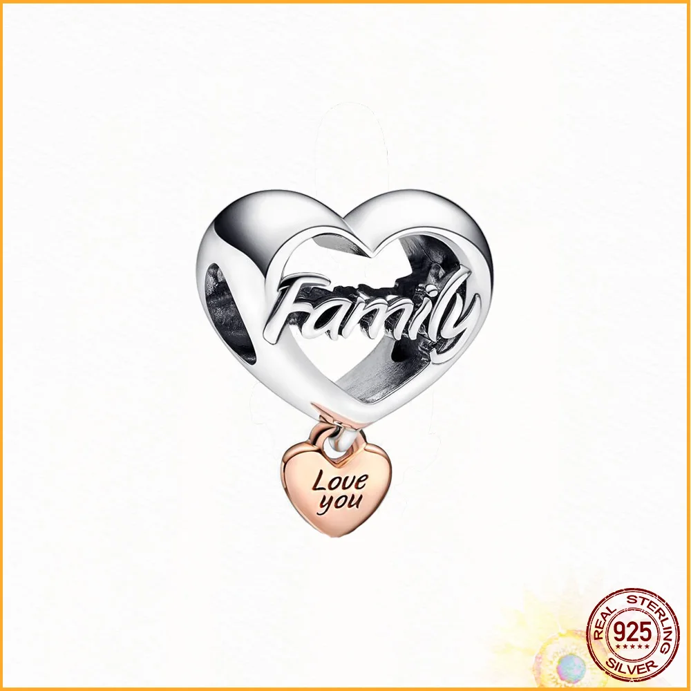 Family Member Charms 925 Sterling Silver Love Beads and Charm Fit Original Pandora Bracelet Woman Jewelry Gift