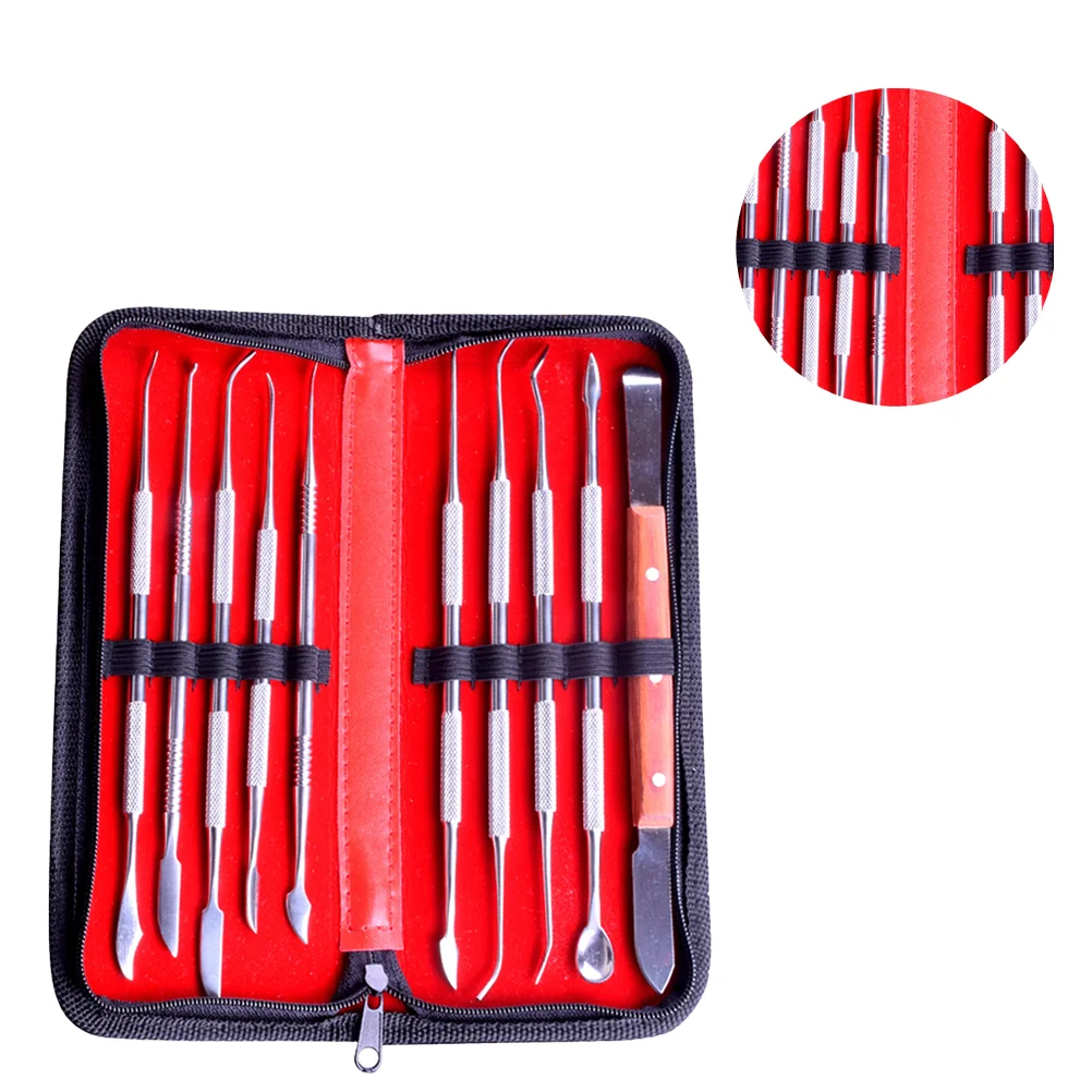 

10PCS/Set Wax Engraving Kit Stainless Steel Wax Spatula Wax Carving Tool Set for Dental Use (Silver)