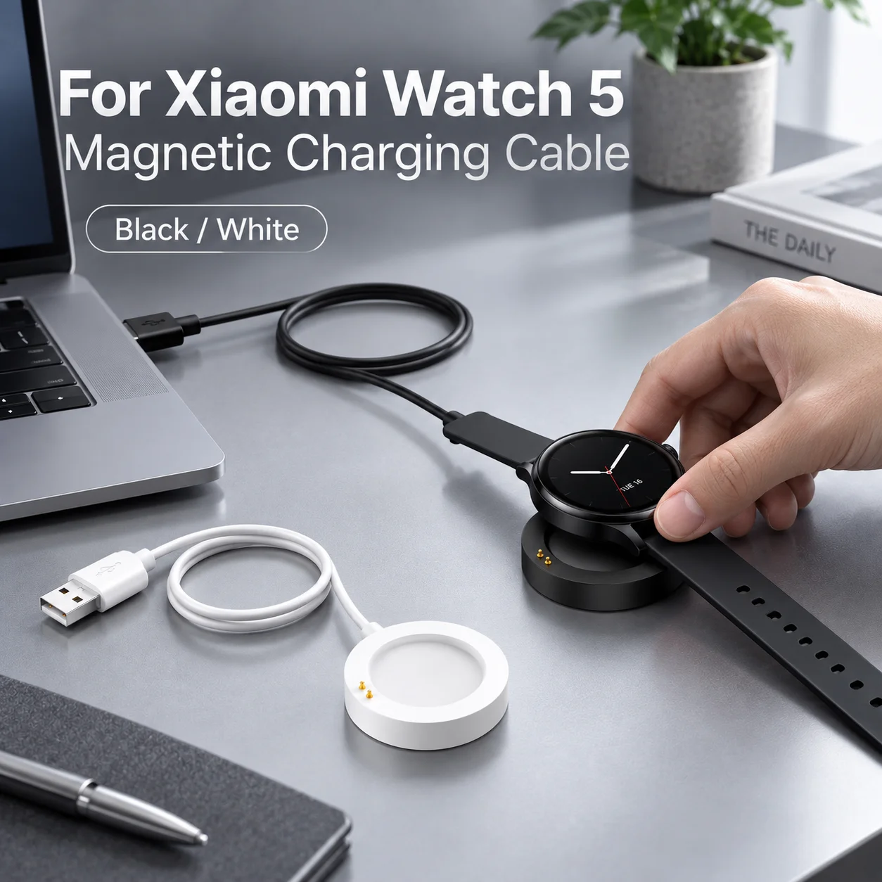 Magnetic Charger 100cm USB Cable Compatible with Xiaomi Watch S5 S4 S3 S2 / Watch 2 Pro Fast Charging Smart Watch Accessories