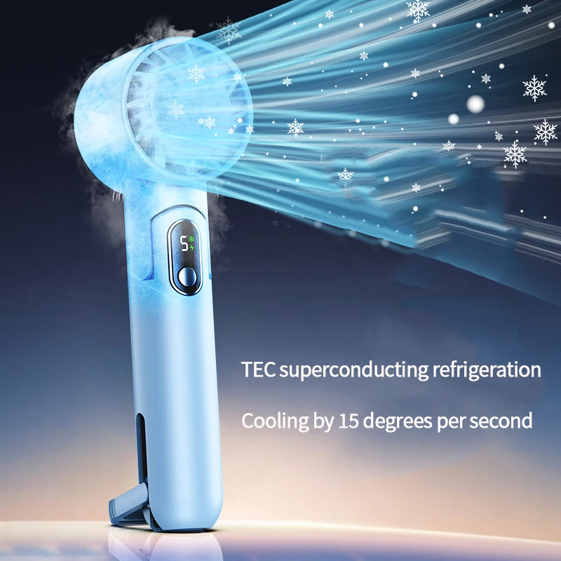 Portable Mini Fan, Handheld Fan with LED Display & Power Bank, 5 Speeds 4000mAh USB Rechargeable Battery Fan