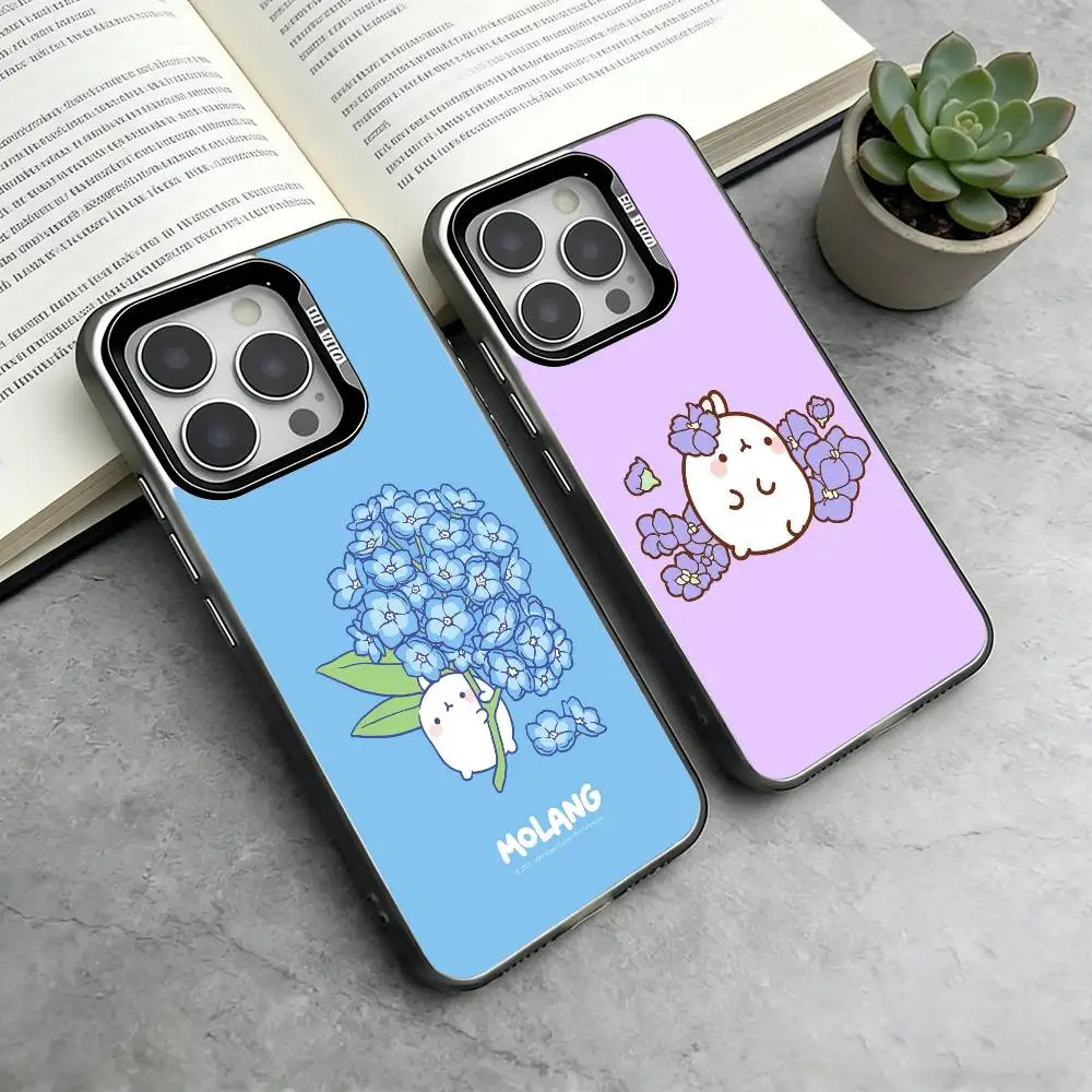 

Cute Molang Phone Case For iPhone 17,16,15,14,13,12,11 Plus,Pro Max,XS,Colored Silver Plated Inside Cover