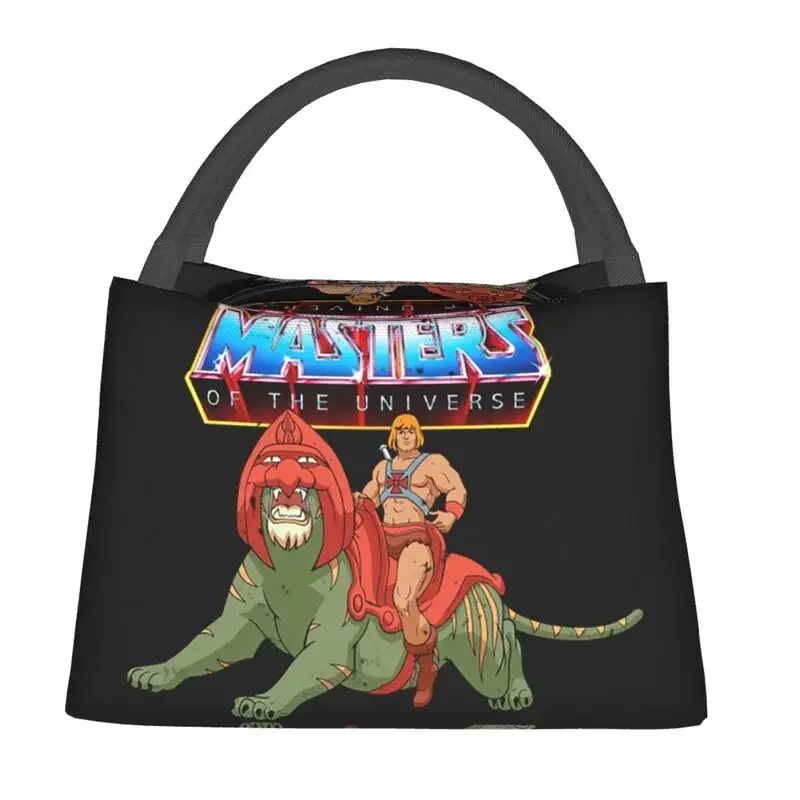 He-Man And Battle Cat Insulated Lunch Bag for School Office Fantasy Movie Masters of the Universe Resuable  Box Women