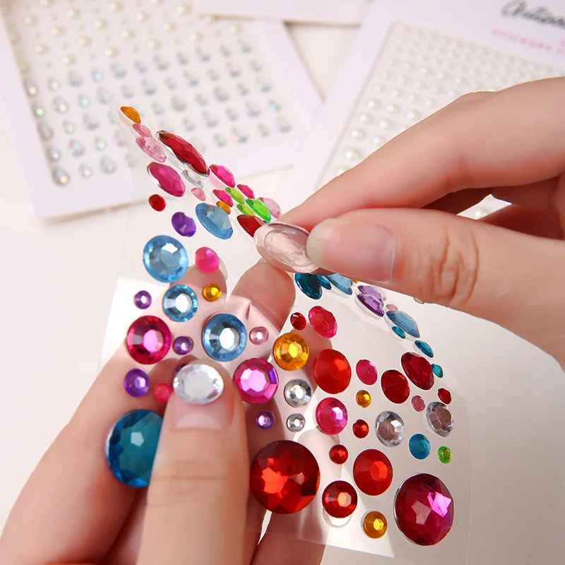 Mixed Shape Face Rhinestone Stickers Self Adhesive Heart Pearl Teardrop Gems for Kids Makeup Stage Decor Wholesale
