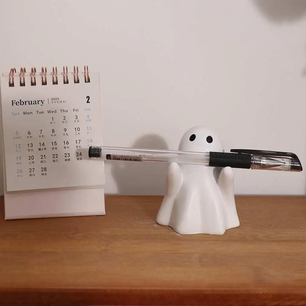 

Cute Ghost Pen Holder Funny Creative Halloween Ghost Figurine Portable Decorative Desktop Decoration Ornament Home