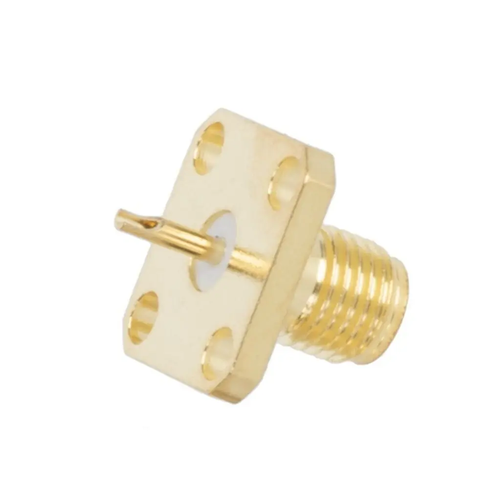 Copper Material SMA Female Connector Two-hole Flange Four-hole Flange RF Coax Connector Gold Plating Square Flange