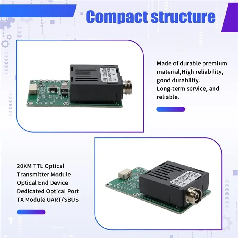 2PCS 20KM TTL UART/SBUS Optical Transmitter Module TX Module Optical End Device Dedicated Optical Port