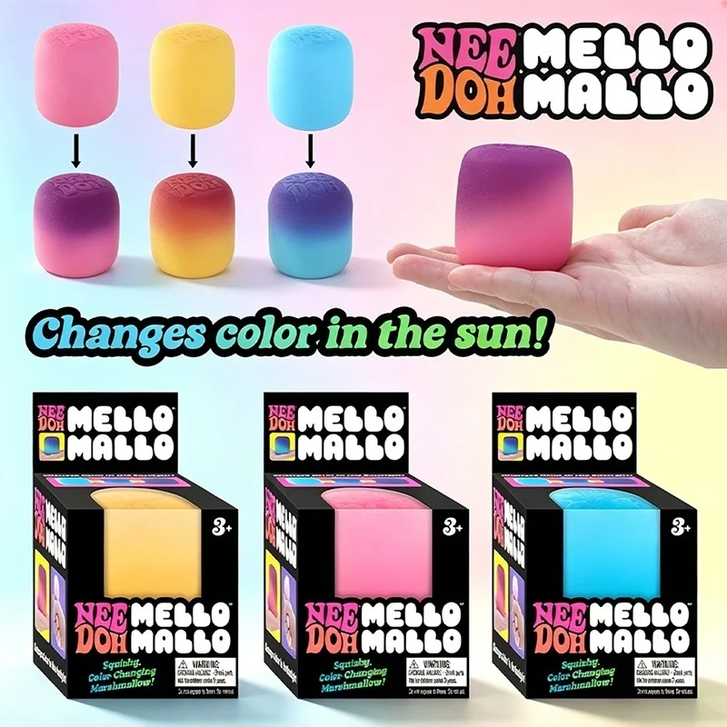 Mello Mallo Needoh UV Color Changing Marshmallow Sensory Squeeze Toy Anti Anxiety Stress Relief for Autism ADHD Smooth Touch