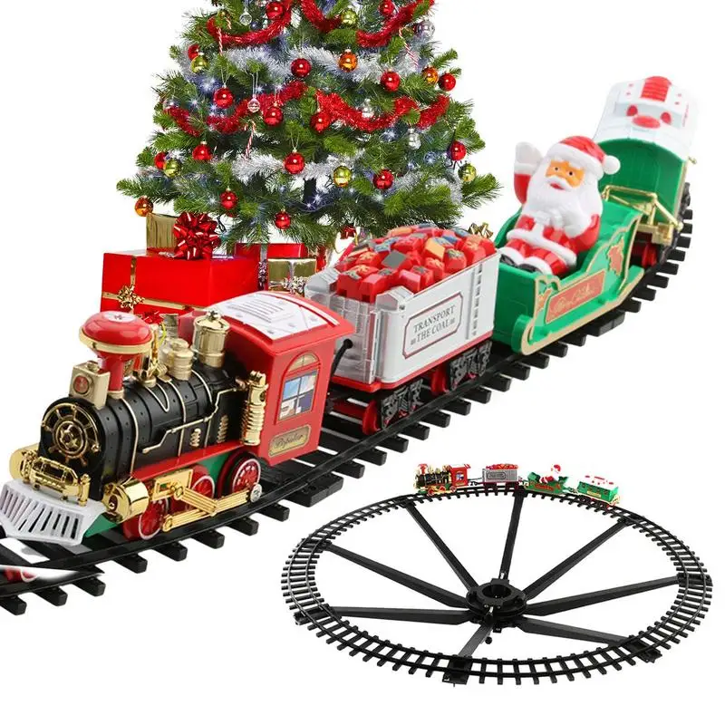 

Christmas Train For Tree Car Electric Toys Railway Cars Racing Track Santa Claus Navidad Decorations Gifts for Boys Girls Toddle