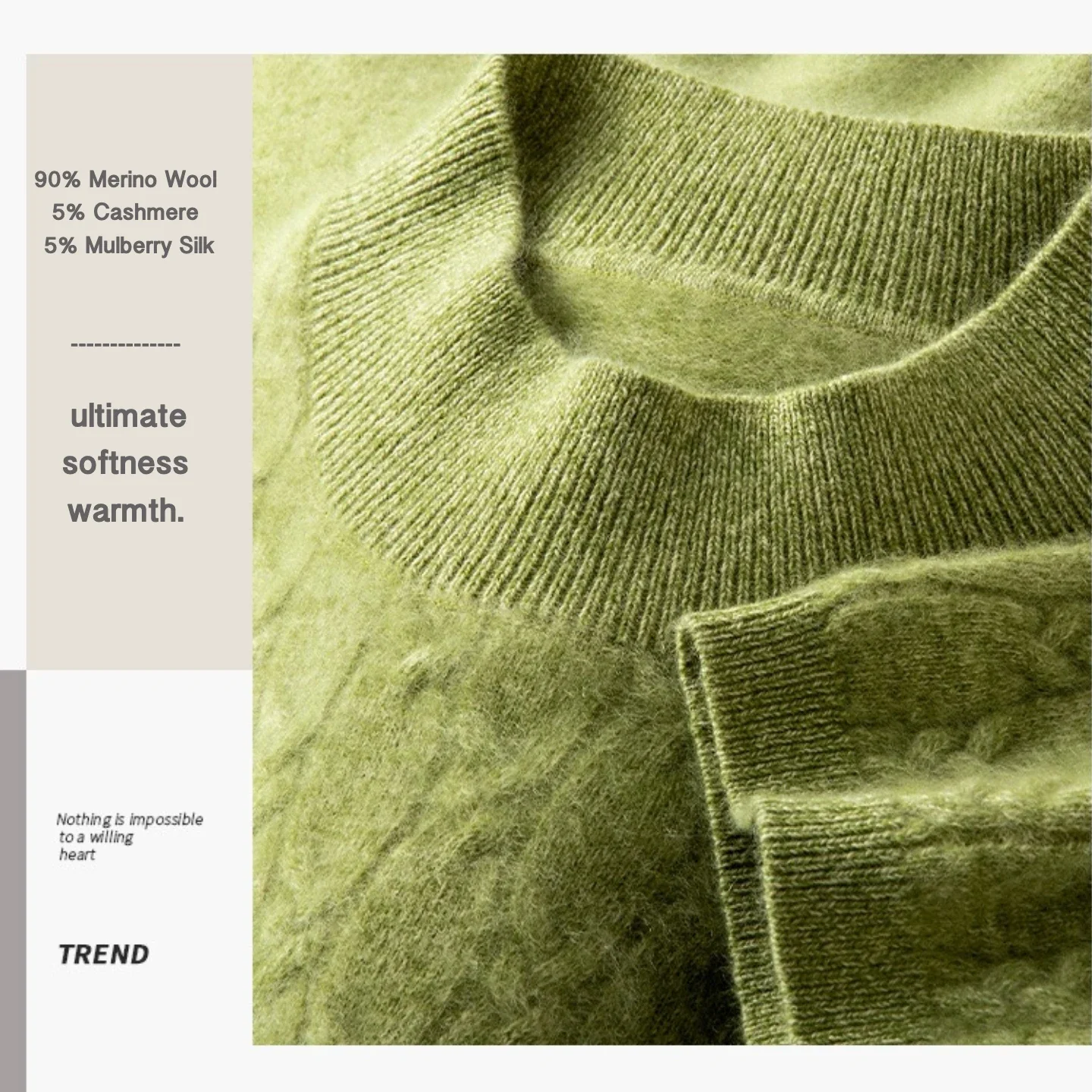 90% Merino Wool 5% Cashmere 5% Mulberry Silk Men's Short Sleeve Knitted Sweater Half High Neck Fashion Pullover