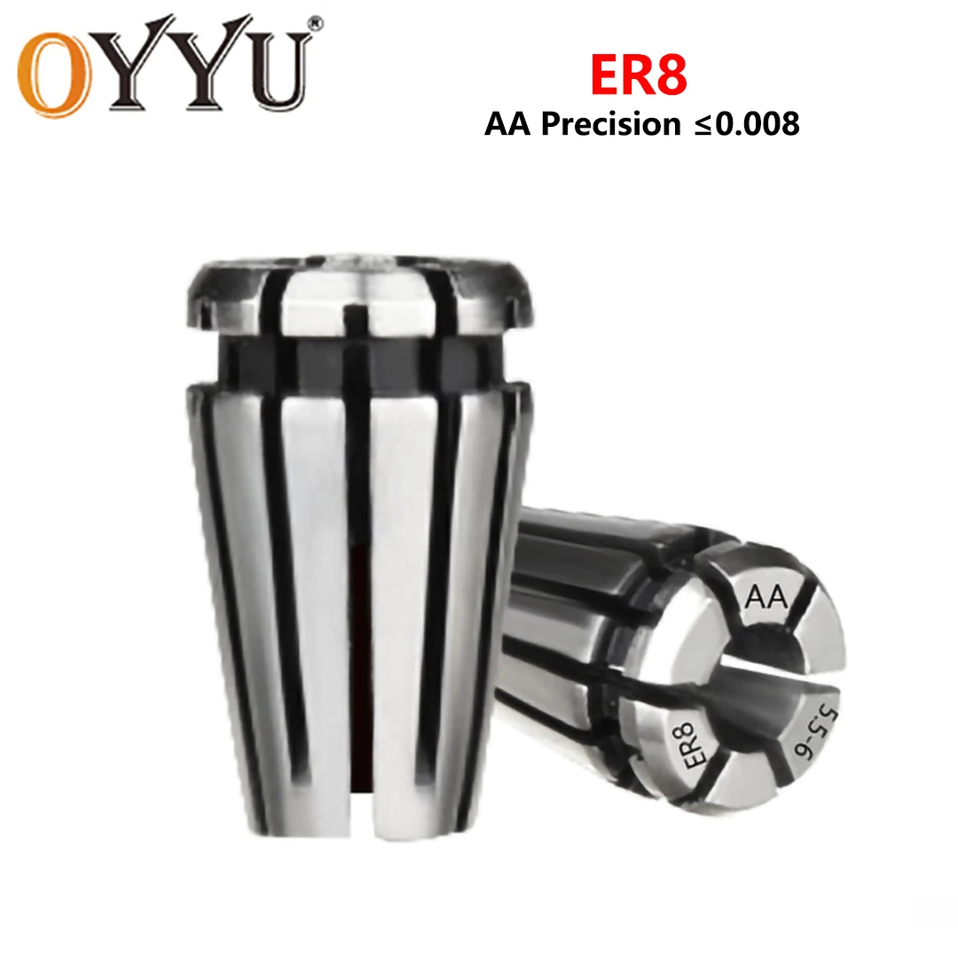 

OYYU Spring ER Collet Chuck ER8 1mm 2mm 3mm 4mm 5mm 3.175mm 6mm Precision AA 0.008 Tool Holder Engraving Machine Lathe Spindle