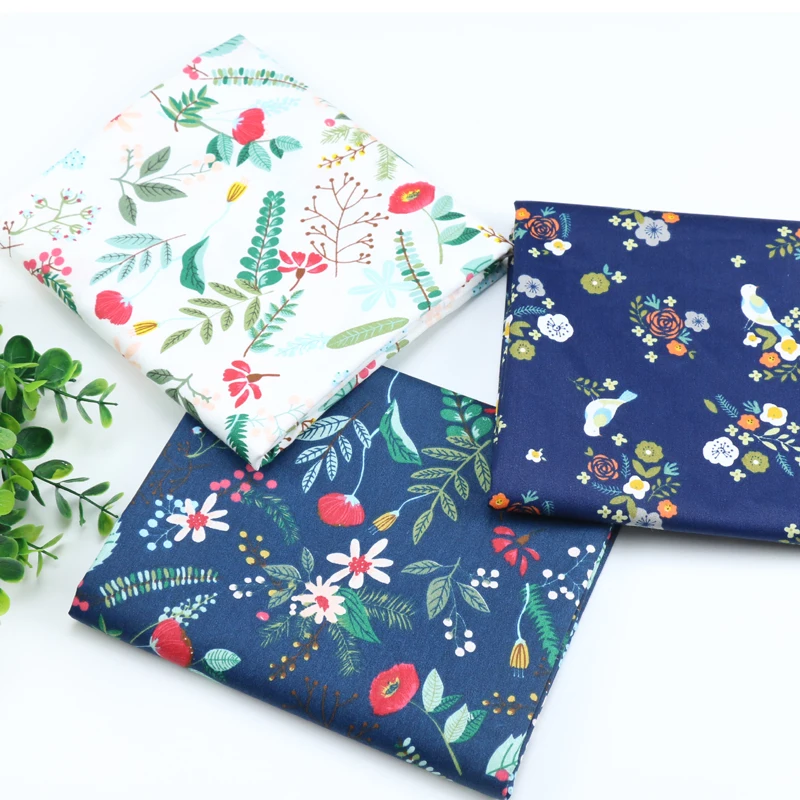 Flower And Floral Printed 100% Cotton Cloth Meters For Pillows Cushions Blanket Sewing DIY Fabrics Telas To Patchwork D30