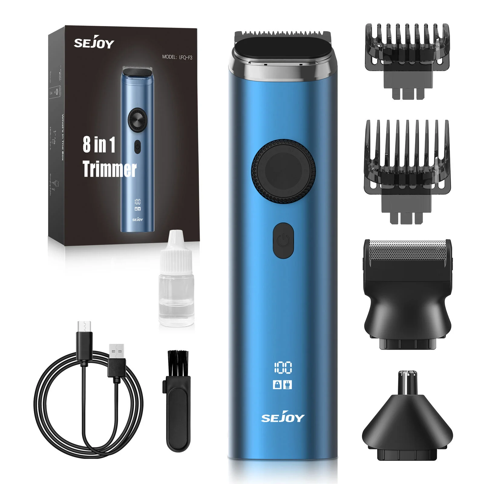 SEJOY 3 In 1 Electric Hair Cutting Machine Face Clean Multifunction Men Hair Clipper Trimmer Beard Cordless Barber Machine